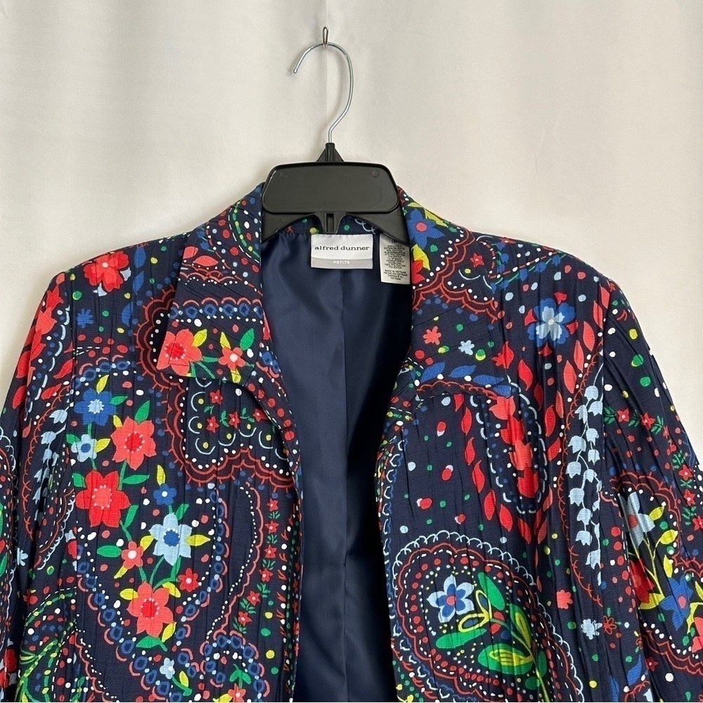 Alfred Dunner Women's Open Front Jacket in Colorful Paisley Floral Print sz 14P